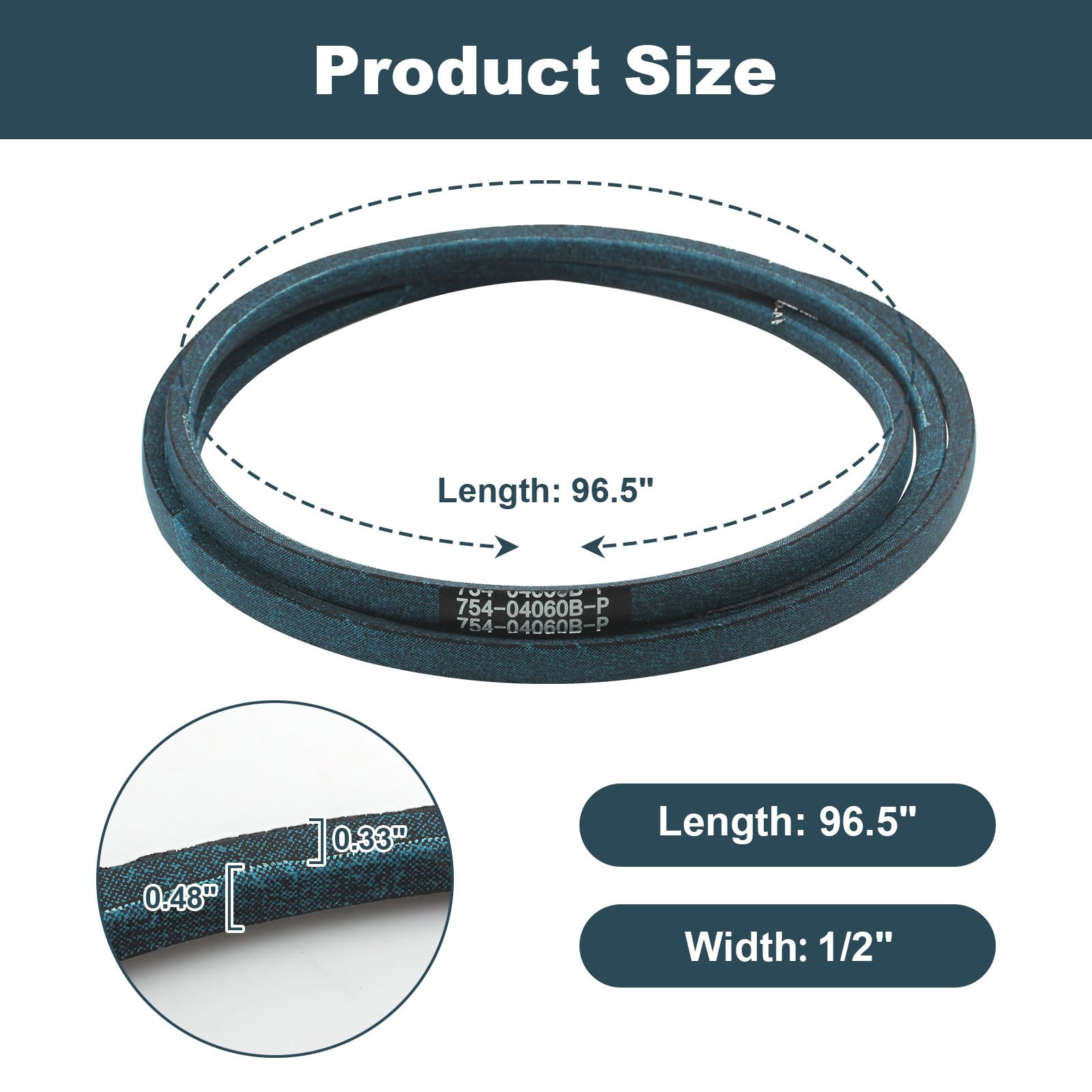 Amazon.com : seork 754-04060 Deck Drive Belt 1/2” x 96.5